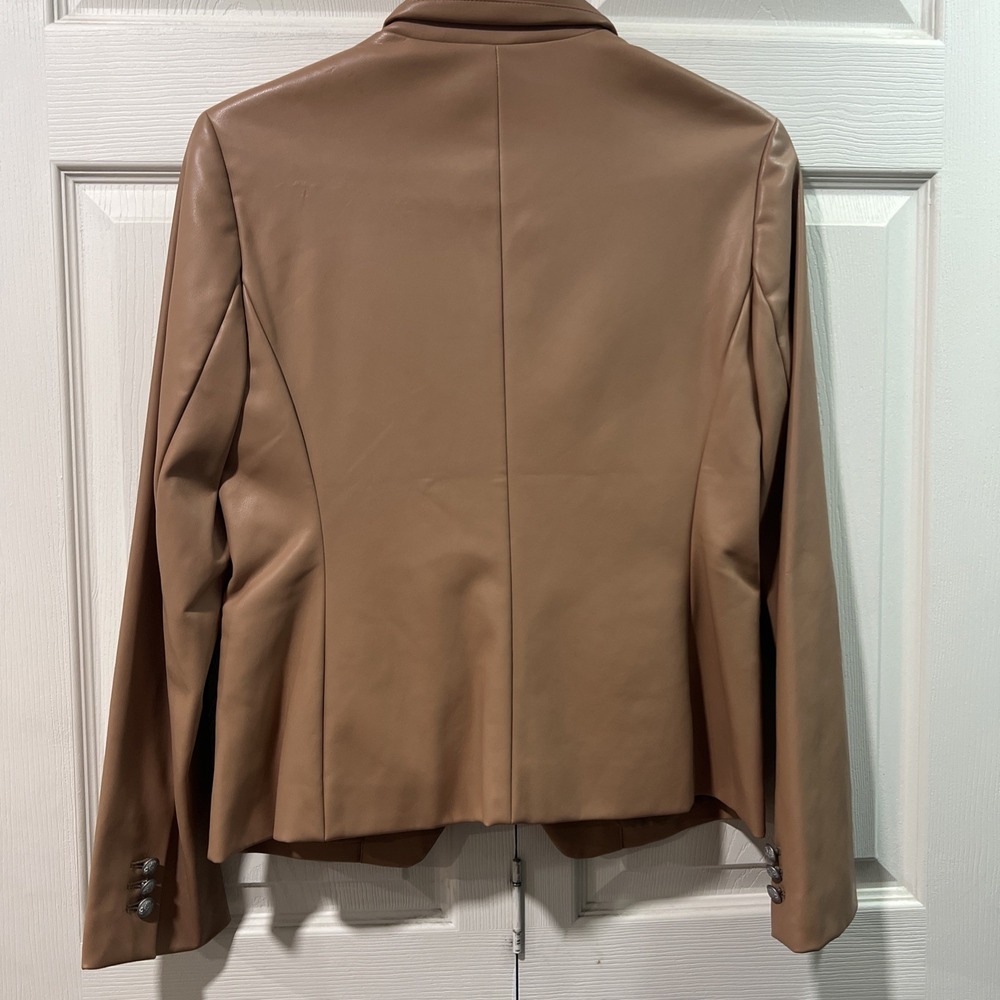 Express Faux Leather Double Breasted Blazer Camel Tan Size M NWT MRSP $99.99 - Picture 6 of 13